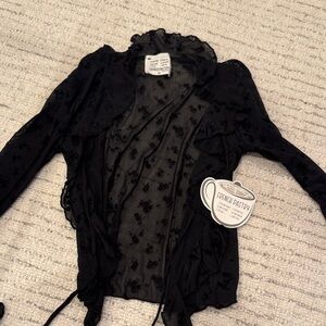 French Pastry Black Floral Sheer Blouse